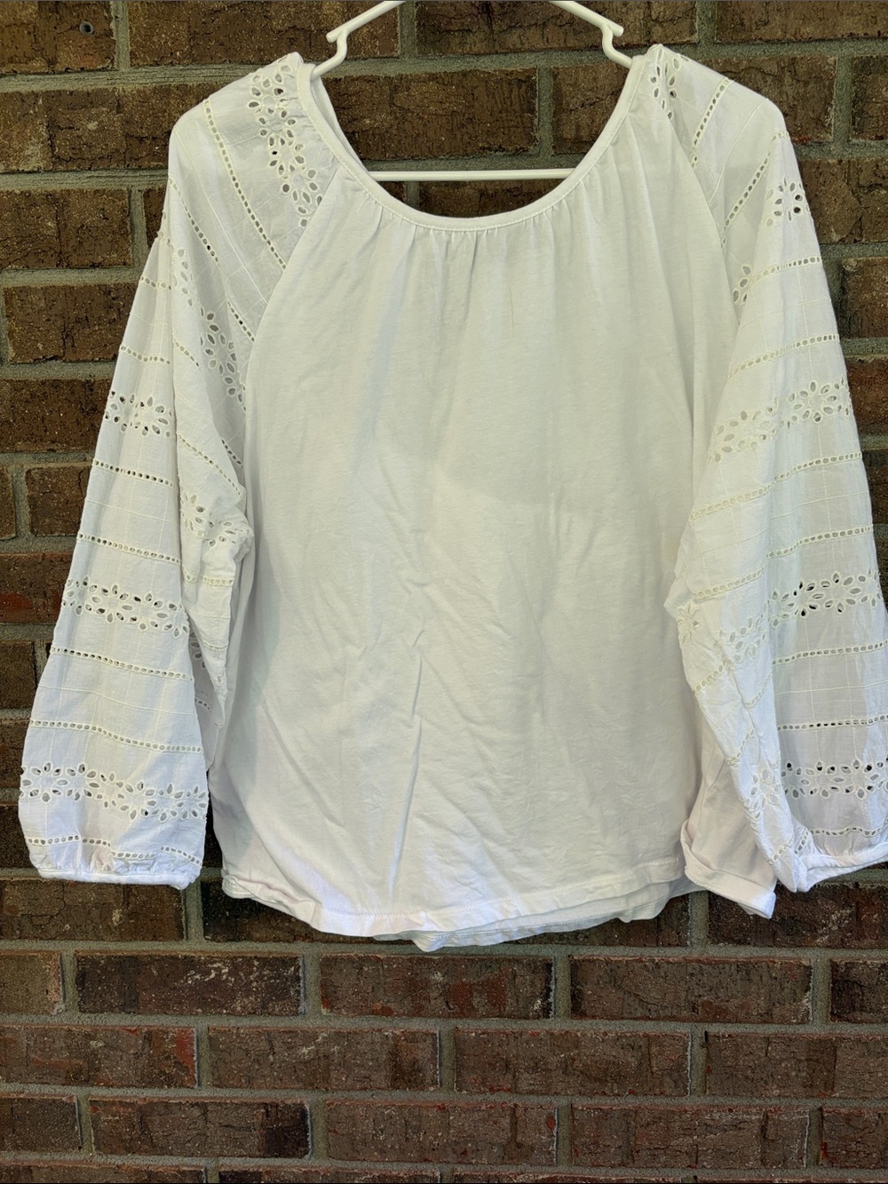 Premier White Eyelet Peasant Top